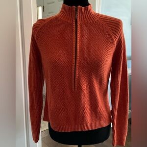 Women’s Woolrich Half-Zip Ribbed Rust Sweater WaffleKnit